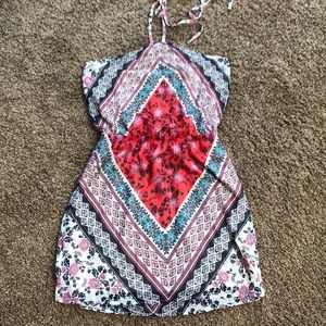 Express halter dress with waist cinched detail